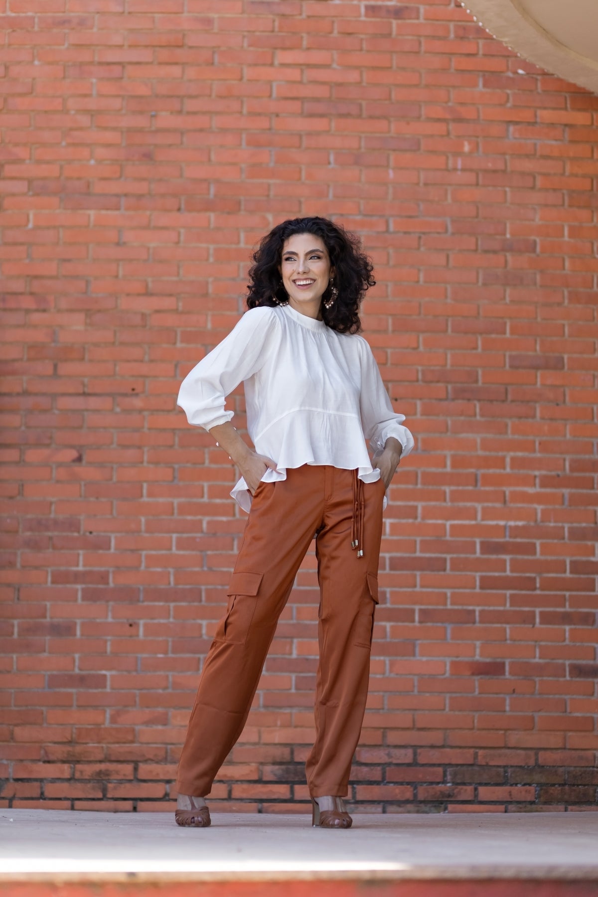 Calça Cargo Ferrugem Acetinado