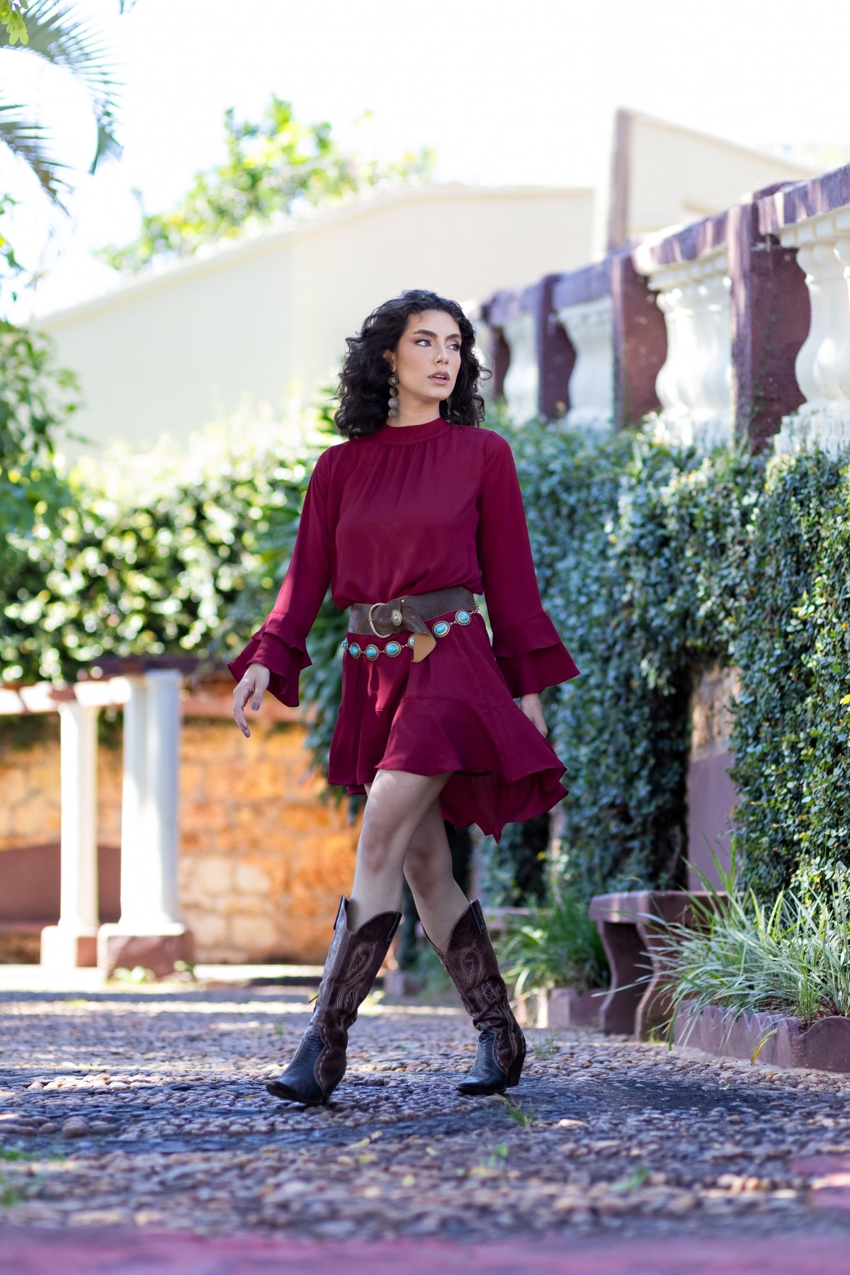 Vestido Curto Fluido Marsala