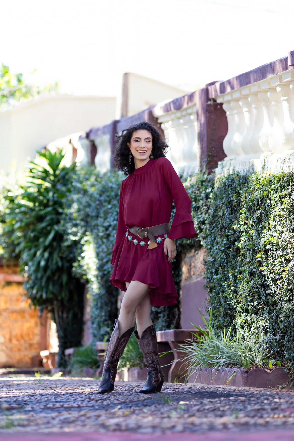 Vestido Curto Fluido Marsala
