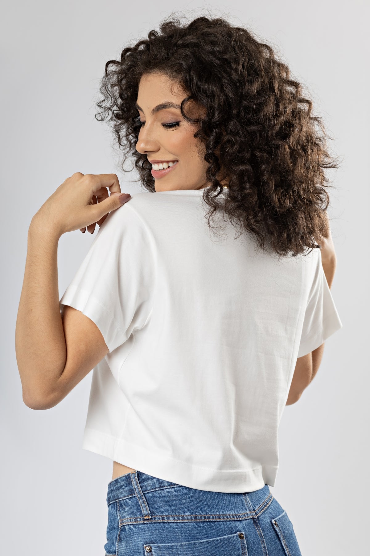Camiseta Curta Básica Easy Branca Gola Redonda Algodão Egípcio