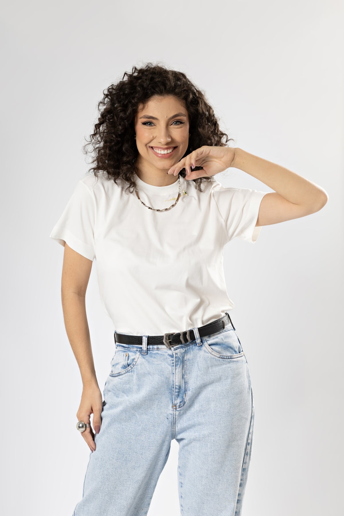 Camiseta Básica Easy Branca Gola Redonda Algodão Egípcio