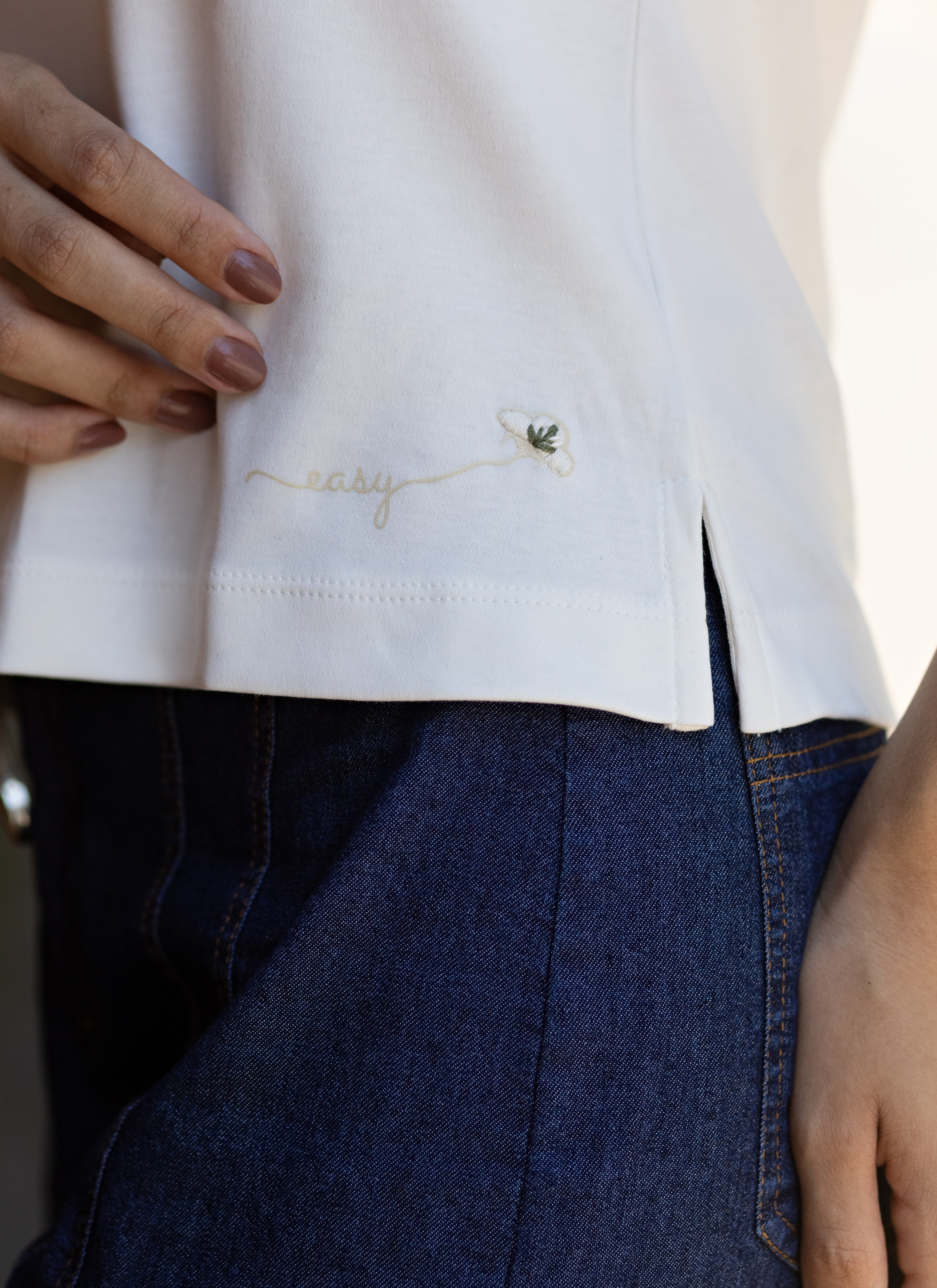 Camiseta Polo em Suedine de Algodão Egípcio Easy Branca
