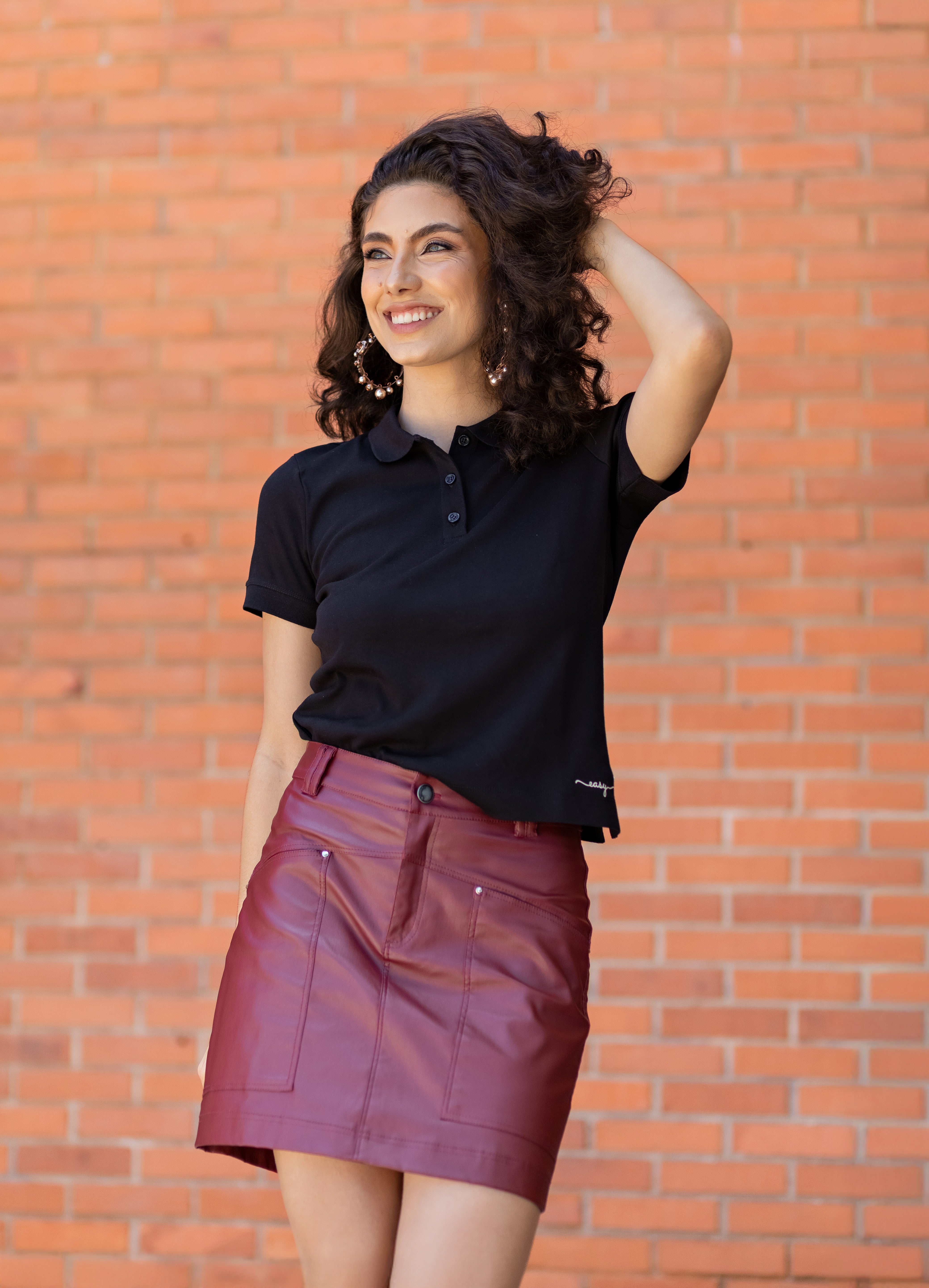 Camiseta Polo em Suedine de Algodão Egípcio Easy Preta