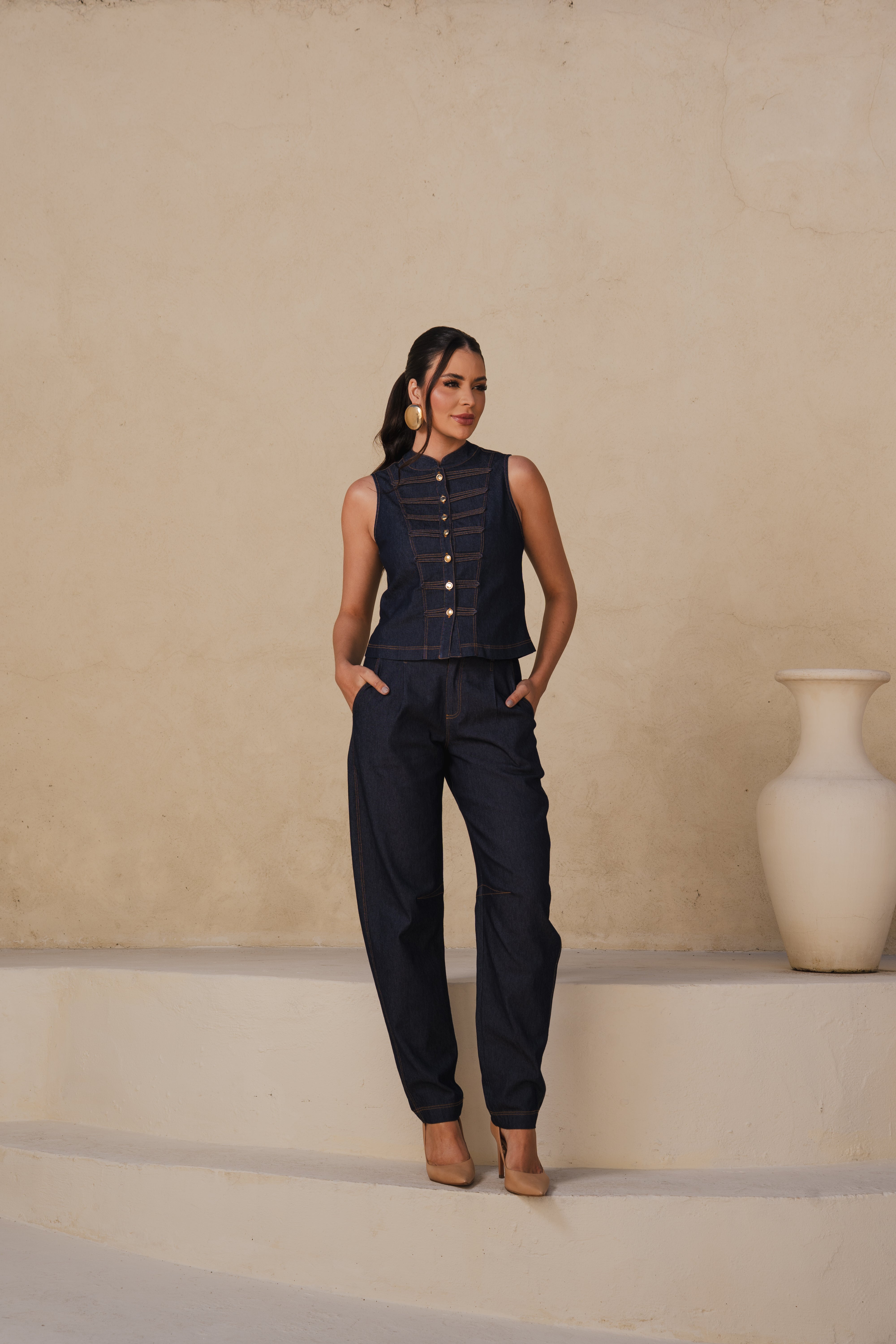Calça Barel em Jeans Azul de Algodão