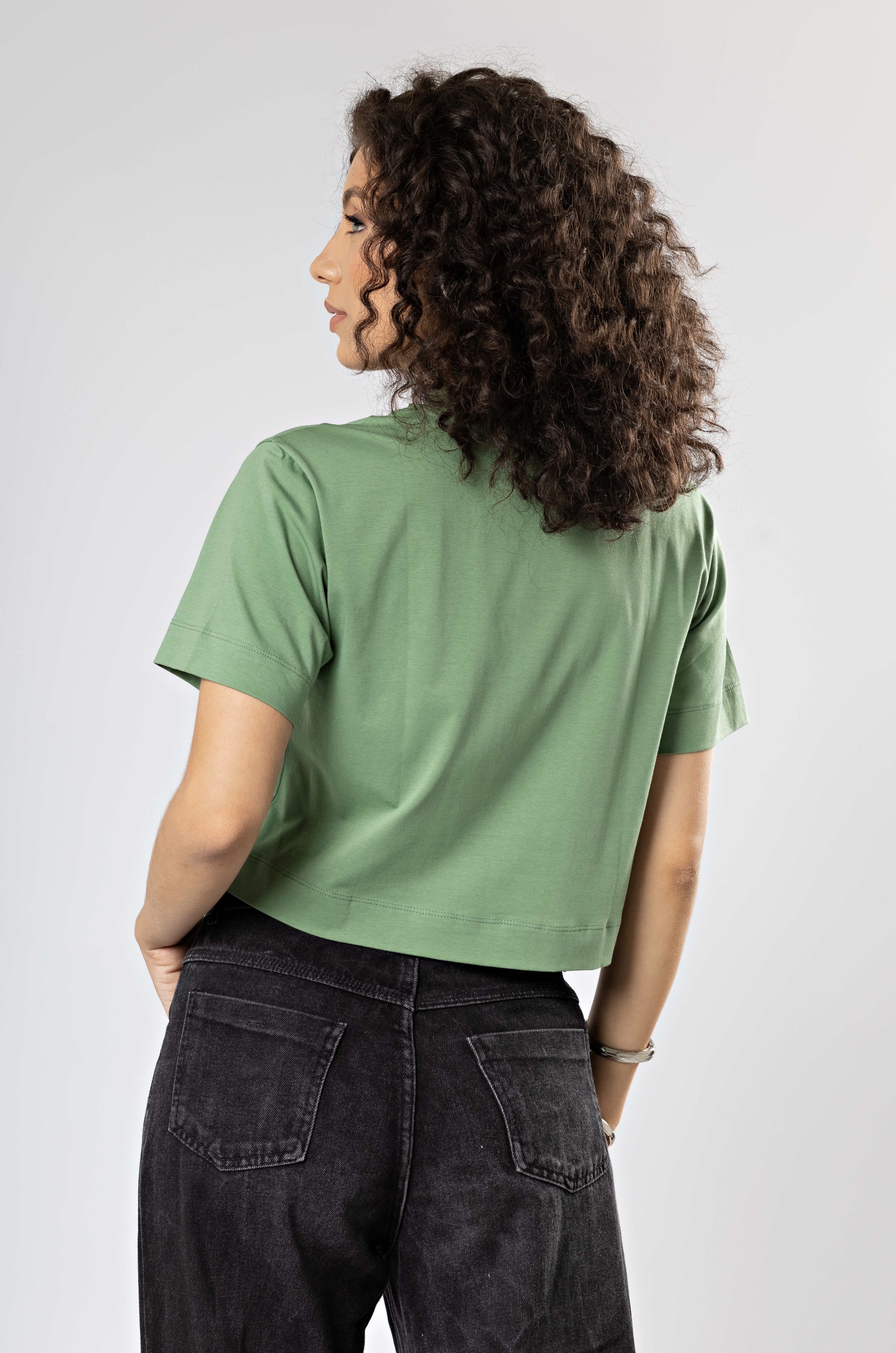 T-Shirt em Algodão Egípcio Easy Gola Alta Verde