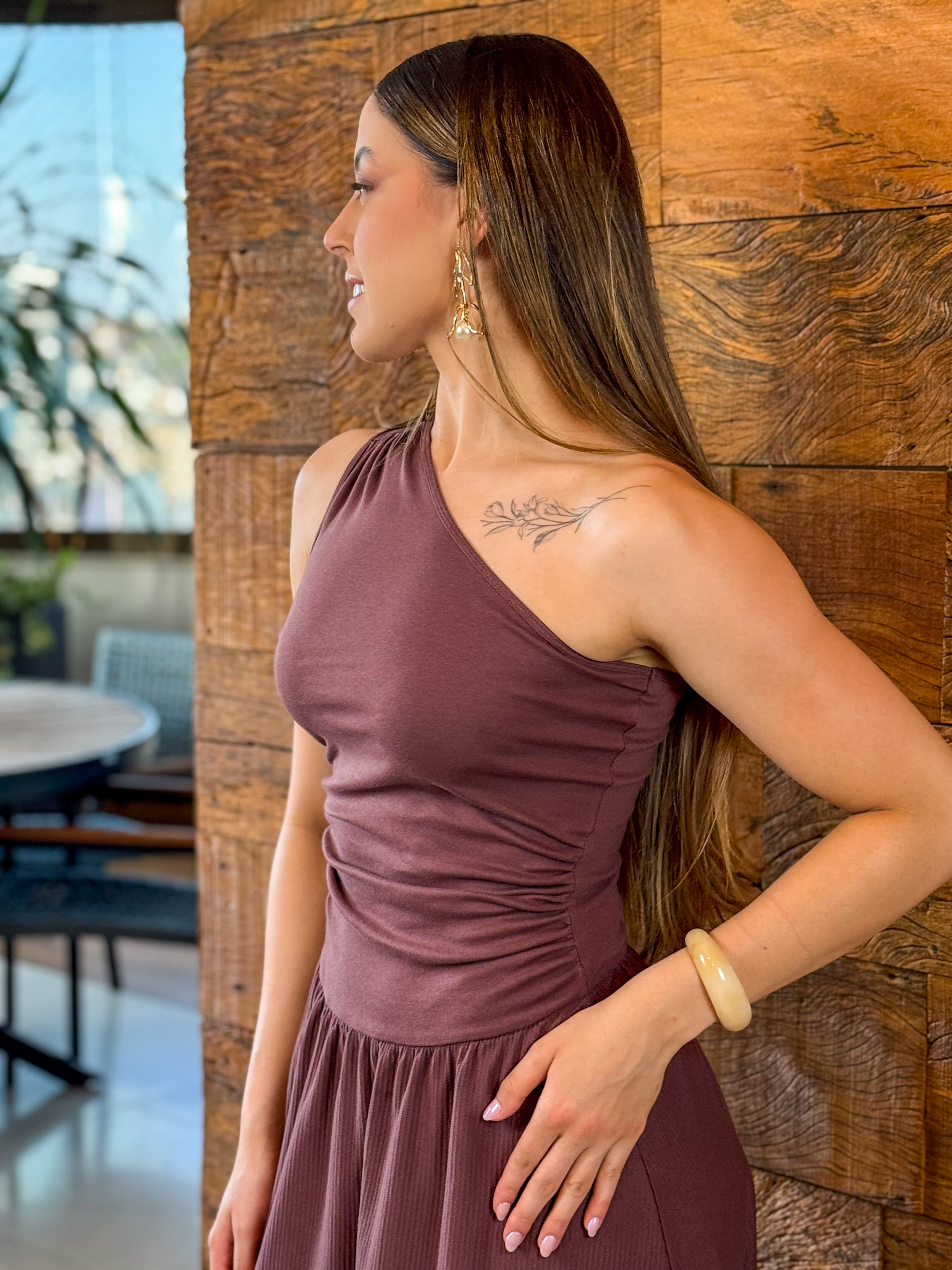 Vestido Mídi Marrom Comfy Chic