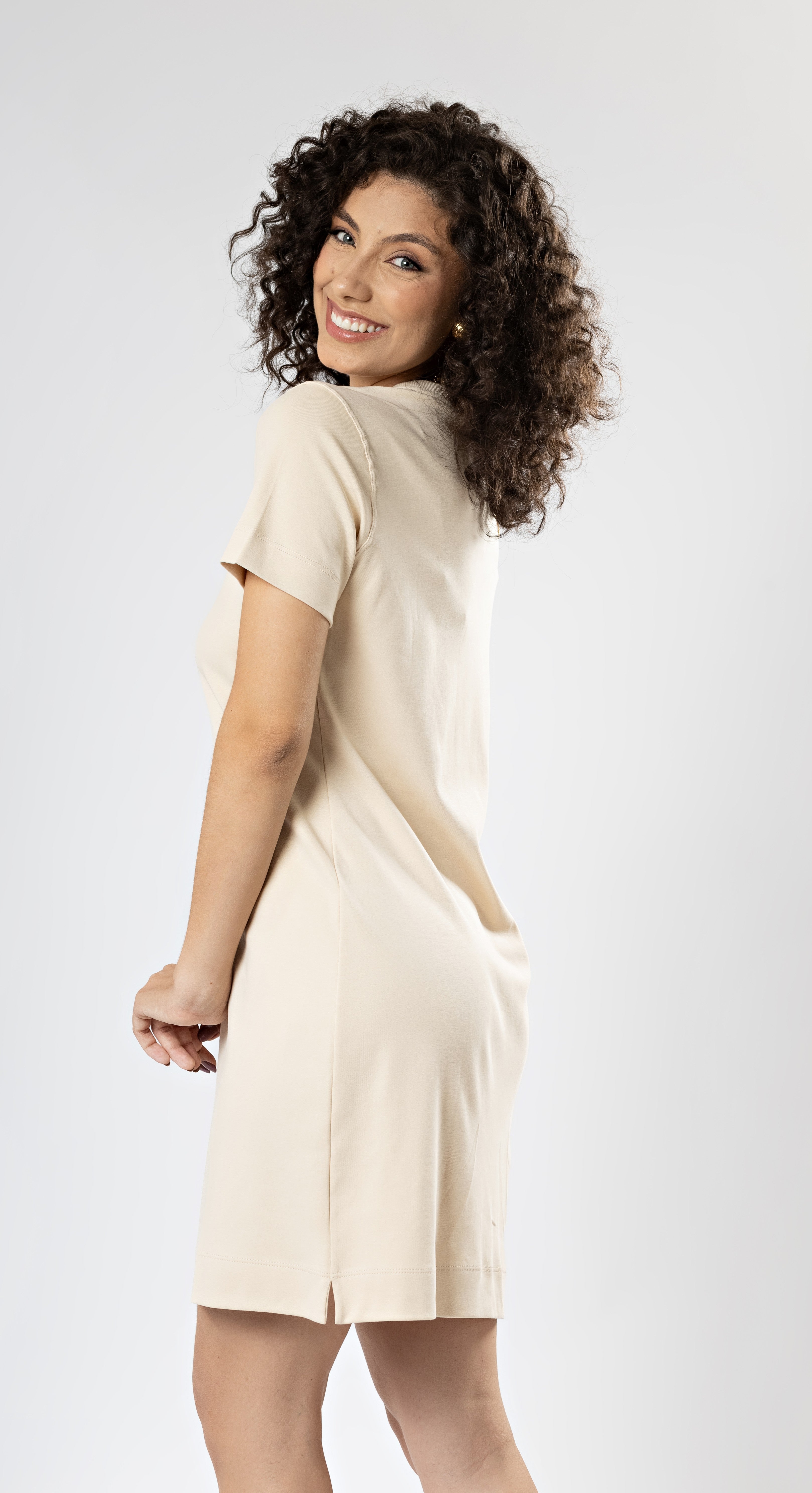 Vestido em Algodão Egípcio Easy Bege