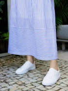 Saia Midi Ampla Listras Azul 