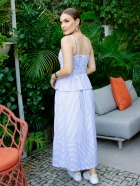 Saia Midi Ampla Listras Azul 