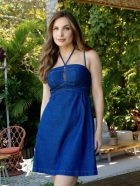 Vestido Curto Denim Amarração no Busto