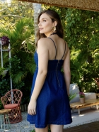 Vestido Curto Denim Amarração no Busto