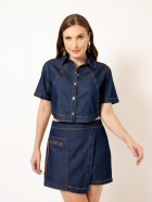 Camisa Denim Abotoamento Frontal 