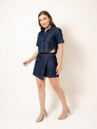 Camisa Denim Abotoamento Frontal 