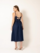 Vestido Midi Jeans Saia Ampla 