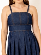Vestido Midi Jeans Saia Ampla 