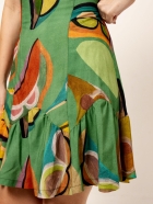 Vestido Verde Estampado Babado no Barrado Amarração nas Costas