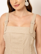 Vestido Curto Alças Largas Linho Natural