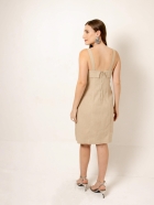 Vestido Curto Alças Largas Linho Natural
