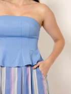 Saia Midi Azul Listrada