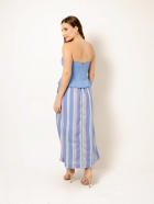 Saia Midi Azul Listrada