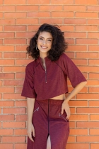 Conjunto Marsala Saia e Blusa Malha Texturizada