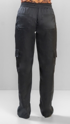 Calça Cargo Preta Acetinada 