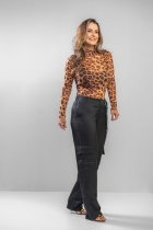 Calça Cargo Preta Acetinada 