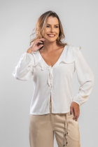 Bata Off White Amarração e Botões Frontais 
