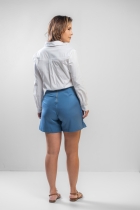 Short Saia Azul Maxi Bolsos 