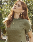 Blusa Verde Malha Texturizada Gola Redonda 