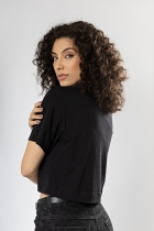 Camiseta Curta Básica Easy Preta Gola Alta Algodão Egípcio