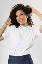 Camiseta Básica Easy Branca Gola Alta Algodão Egípcio
