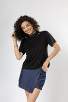 Camiseta Básica Easy Preta Gola Alta Algodão Egípcio