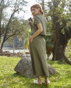 Saia Mídi Verde Cós Elástico 