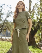 Saia Mídi Verde Cós Elástico 