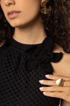Vestido Curto Preto Crochê