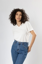Camiseta Básica Easy Branca Gola V