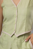 Conjunto Short e Colete Verde Alfaiataria Listrado 